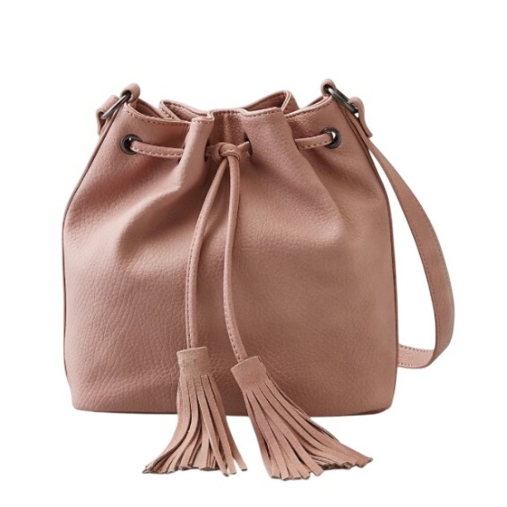 American Eagle Outfitters Vintage Y2K Pink Pebbled Leather Bucket Crossbody Bag